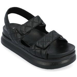 Rouge Helium Black Quilted Velcro Platform Sandals
